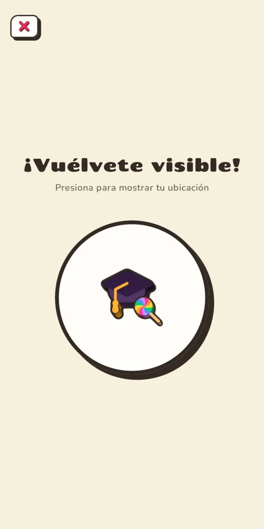 Pantalla del vendedor con un botón grande para mostrar su ubicación